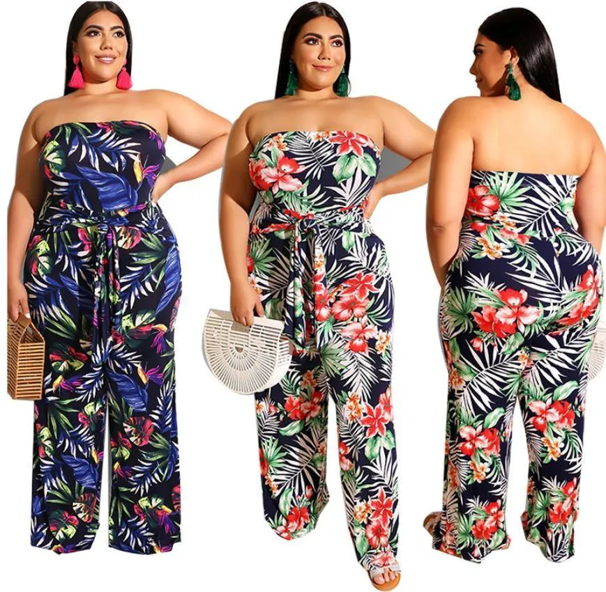 Charming Female Floral Printed Jumpsuits Newest Women Off