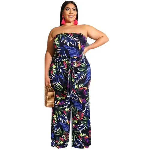 Charming Female Floral Printed Jumpsuits Newest Women Off