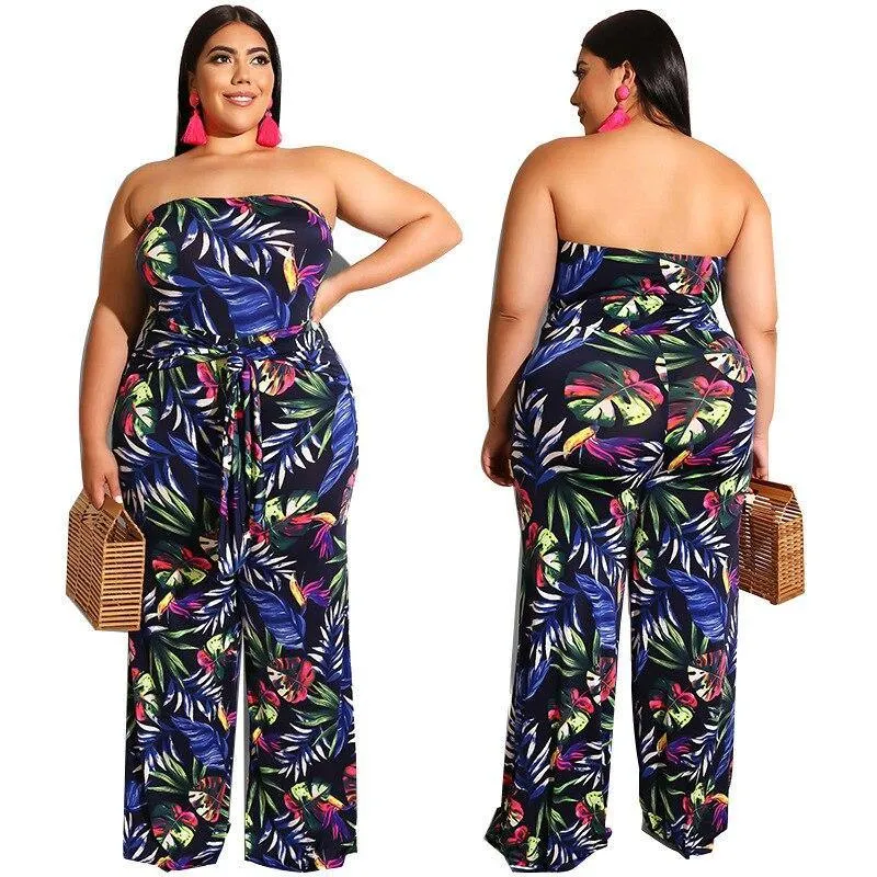 Charming Female Floral Printed Jumpsuits Newest Women Off