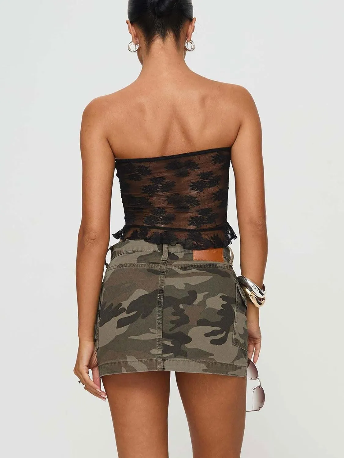 CHARTOU Women's Sexy Wrap Round Jean Mini Skirt Y2k Denim Cargo Washed Fitted Short Skirt with Pockets