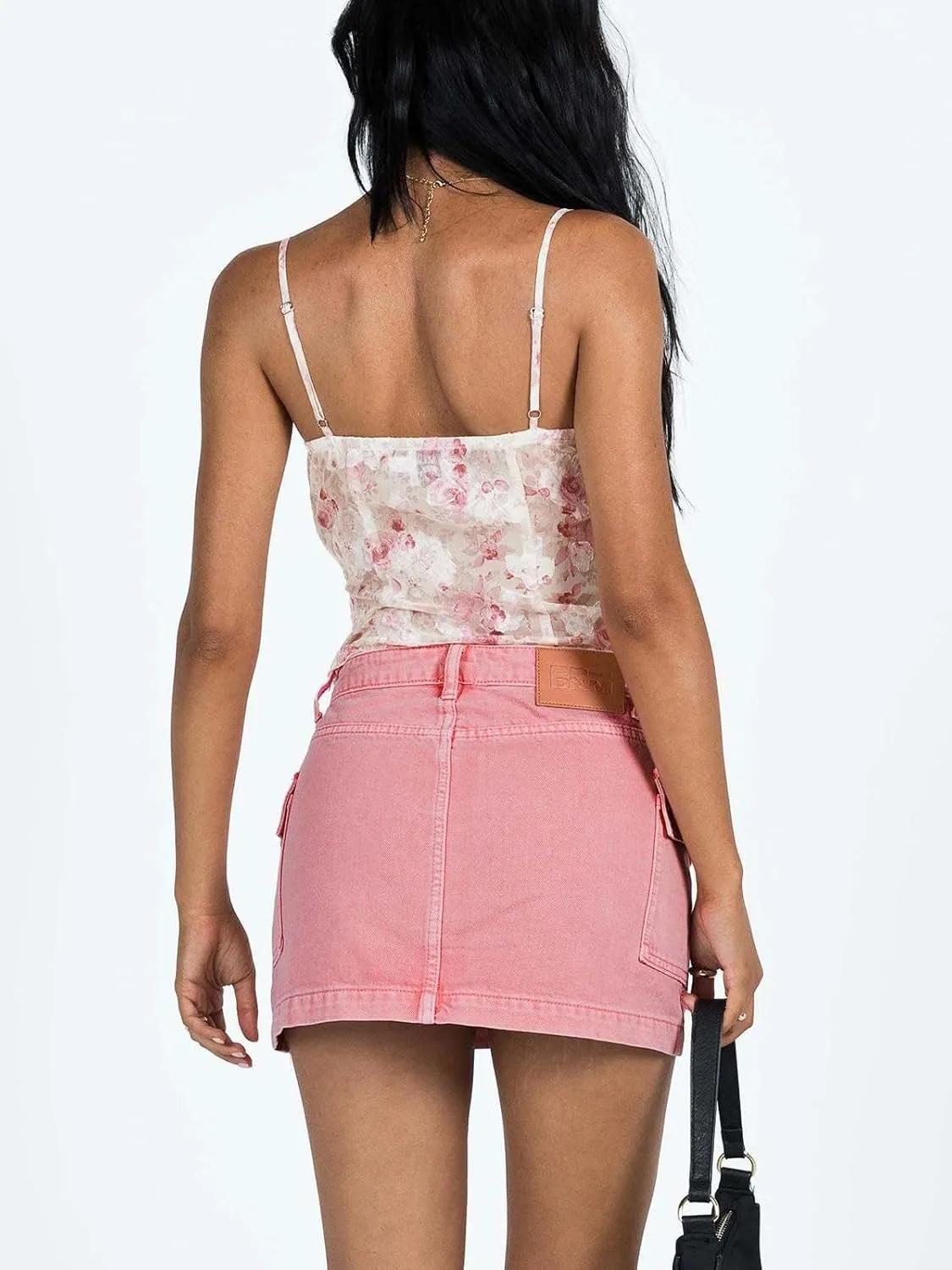 CHARTOU Women's Sexy Wrap Round Jean Mini Skirt Y2k Denim Cargo Washed Fitted Short Skirt with Pockets