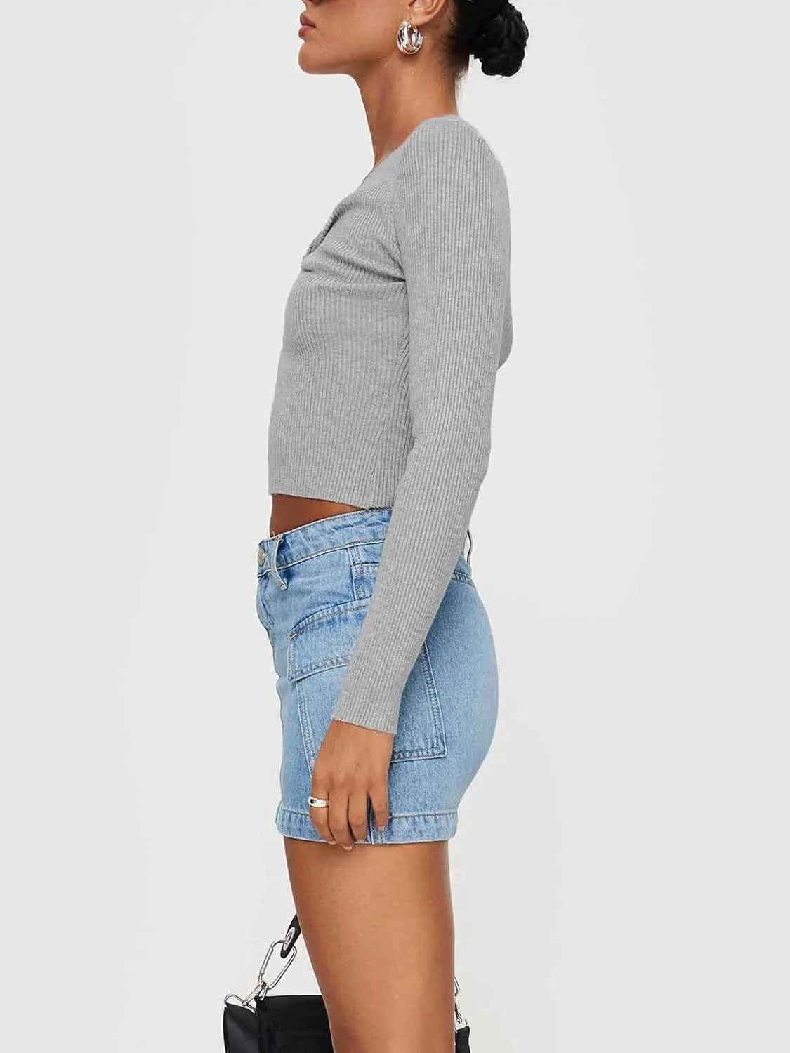CHARTOU Women's Sexy Wrap Round Jean Mini Skirt Y2k Denim Cargo Washed Fitted Short Skirt with Pockets