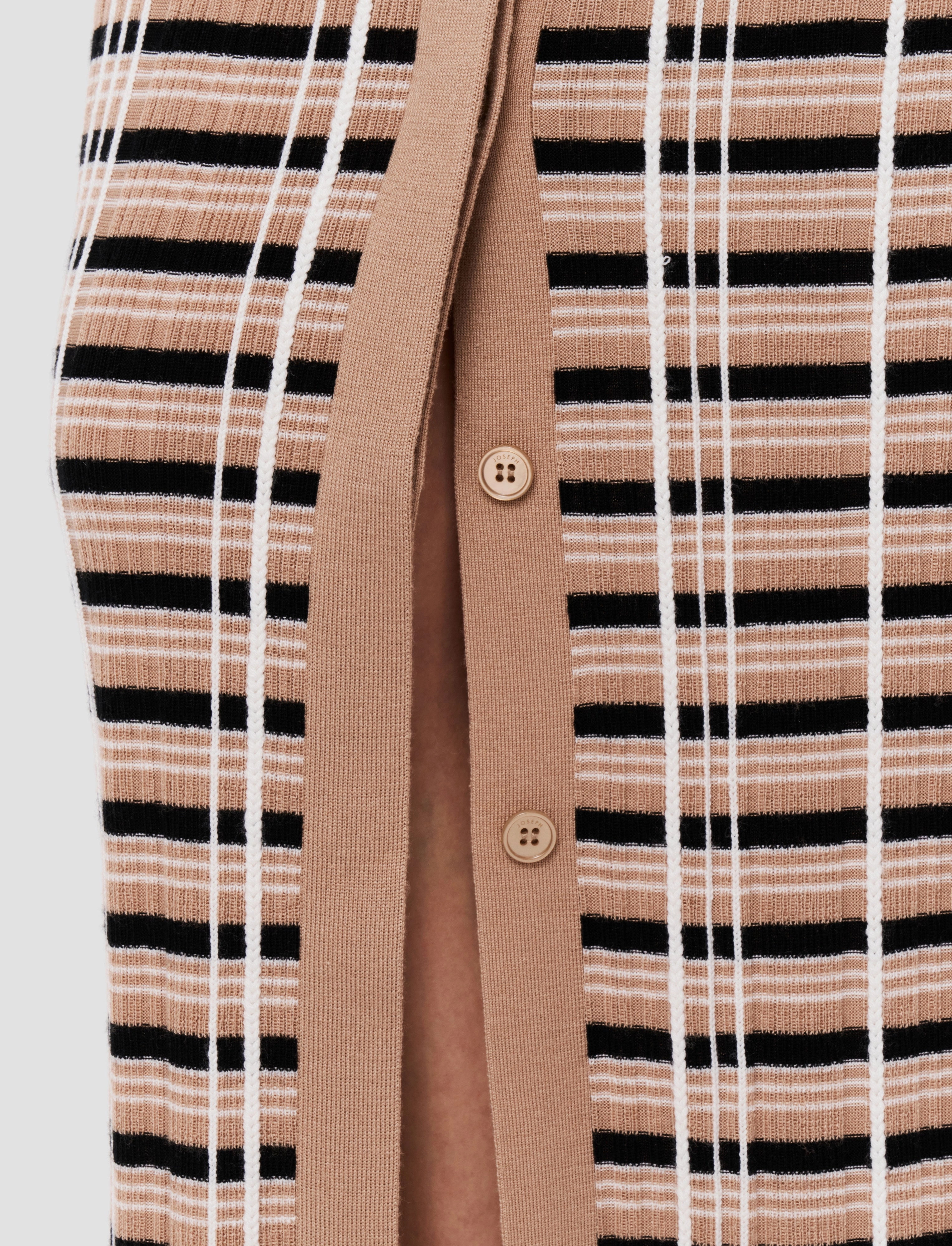 Check Wool Silk Skirt