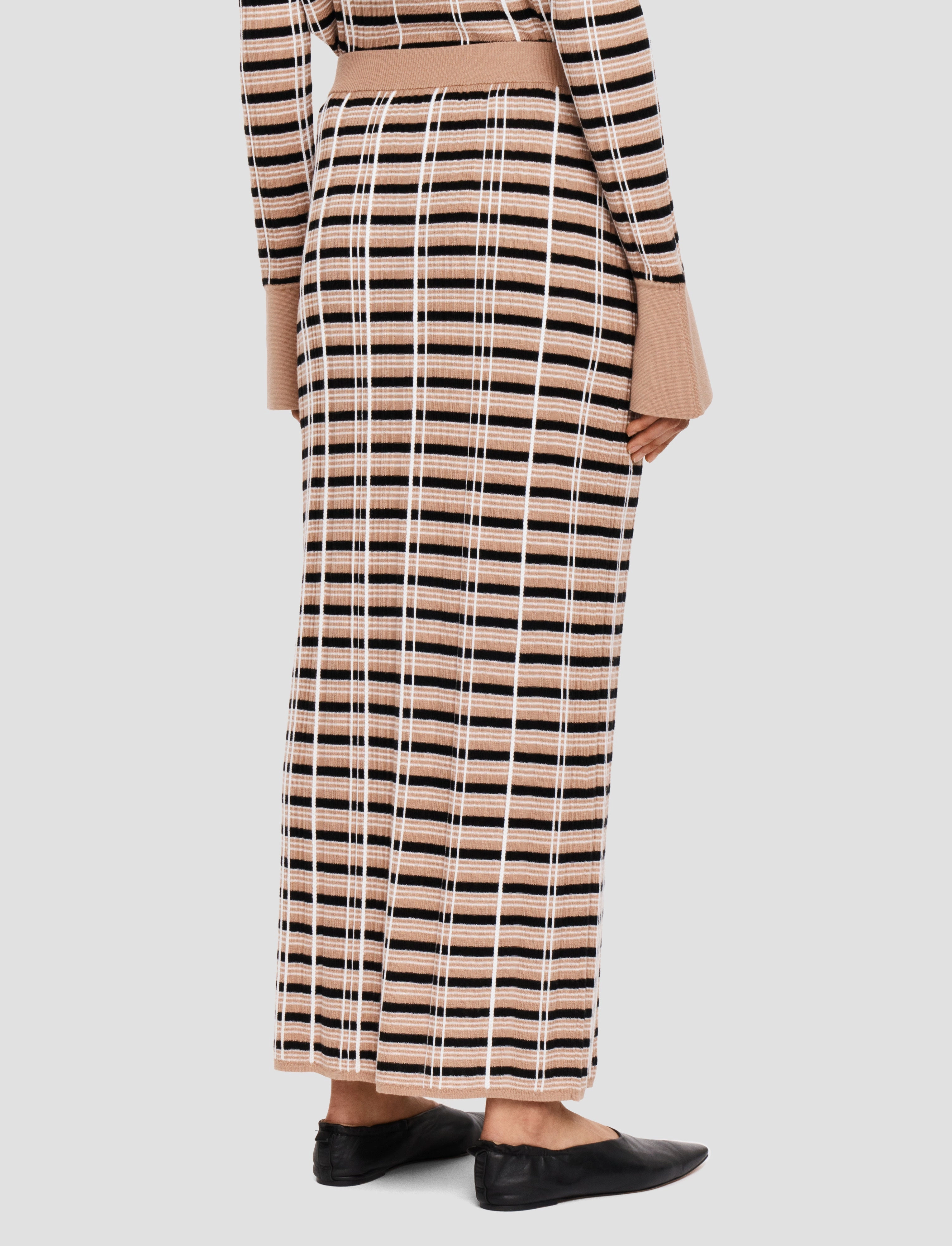 Check Wool Silk Skirt