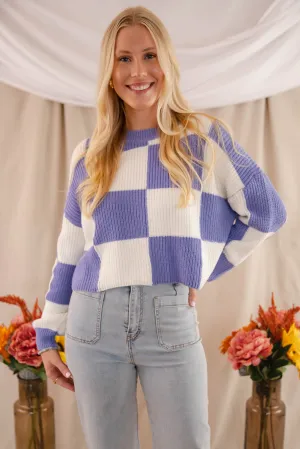 Checking Off the Boxes Sweater-Blue Checking Off the Boxes Sweater-Blue