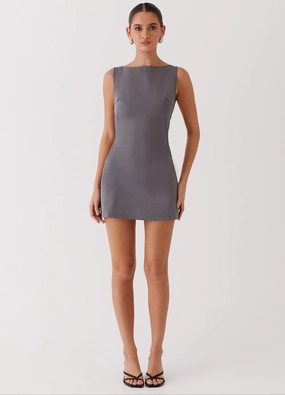 Cherish You Buckle Mini Dress - Charcoal Cherish You Buckle Mini Dress - Charcoal