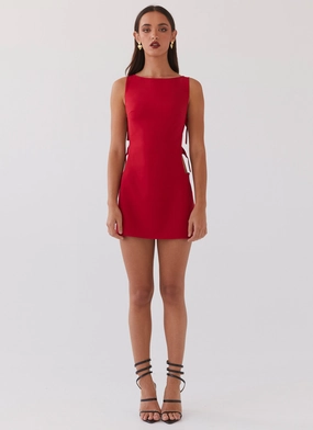 Cherish You Buckle Mini Dress - Red Cherish You Buckle Mini Dress - Red