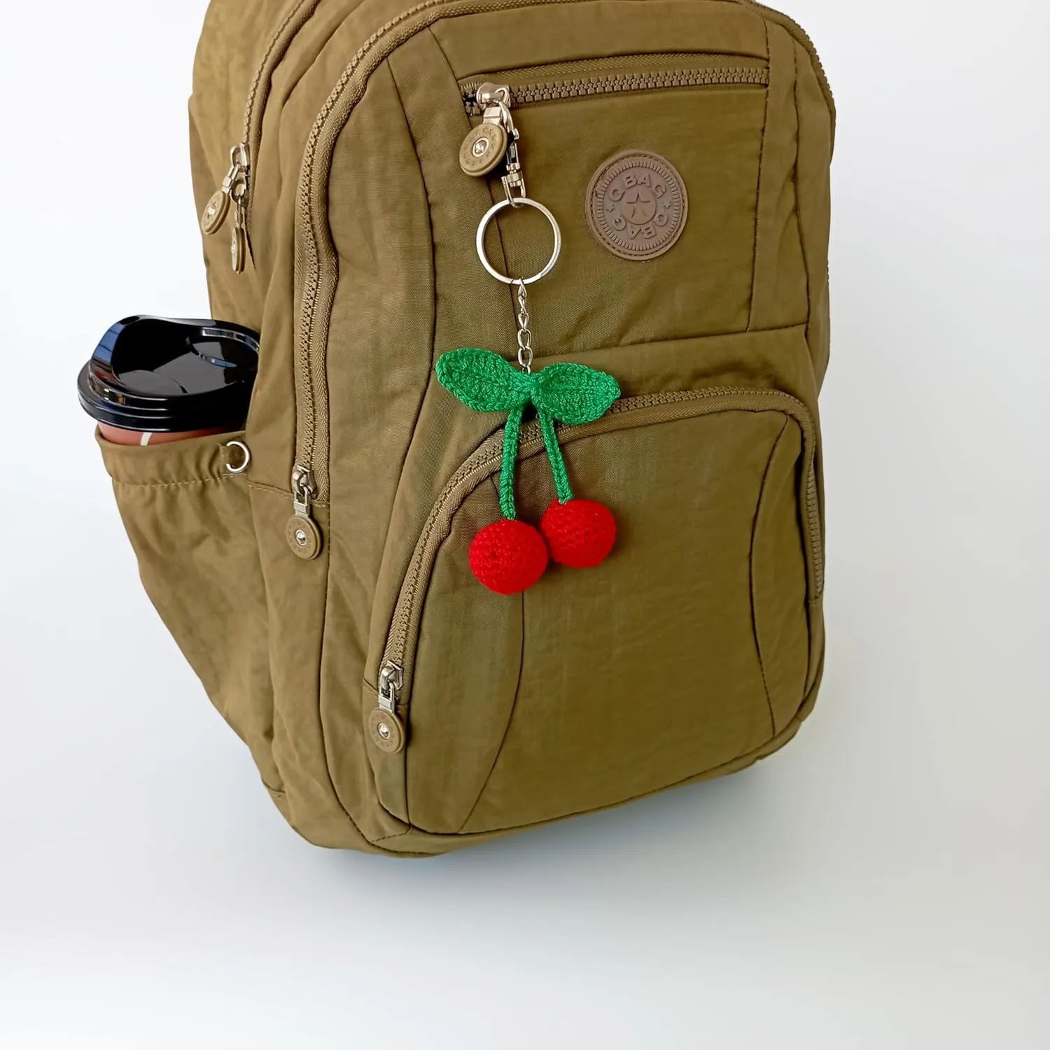 Cherry Cute Keychain, Crochet Handmade Fruit Backpack Accessories, Handbag Bag Purse Holder Hanging Accessories, Bag Ornament (Key-Chain-Bag Ornament)
