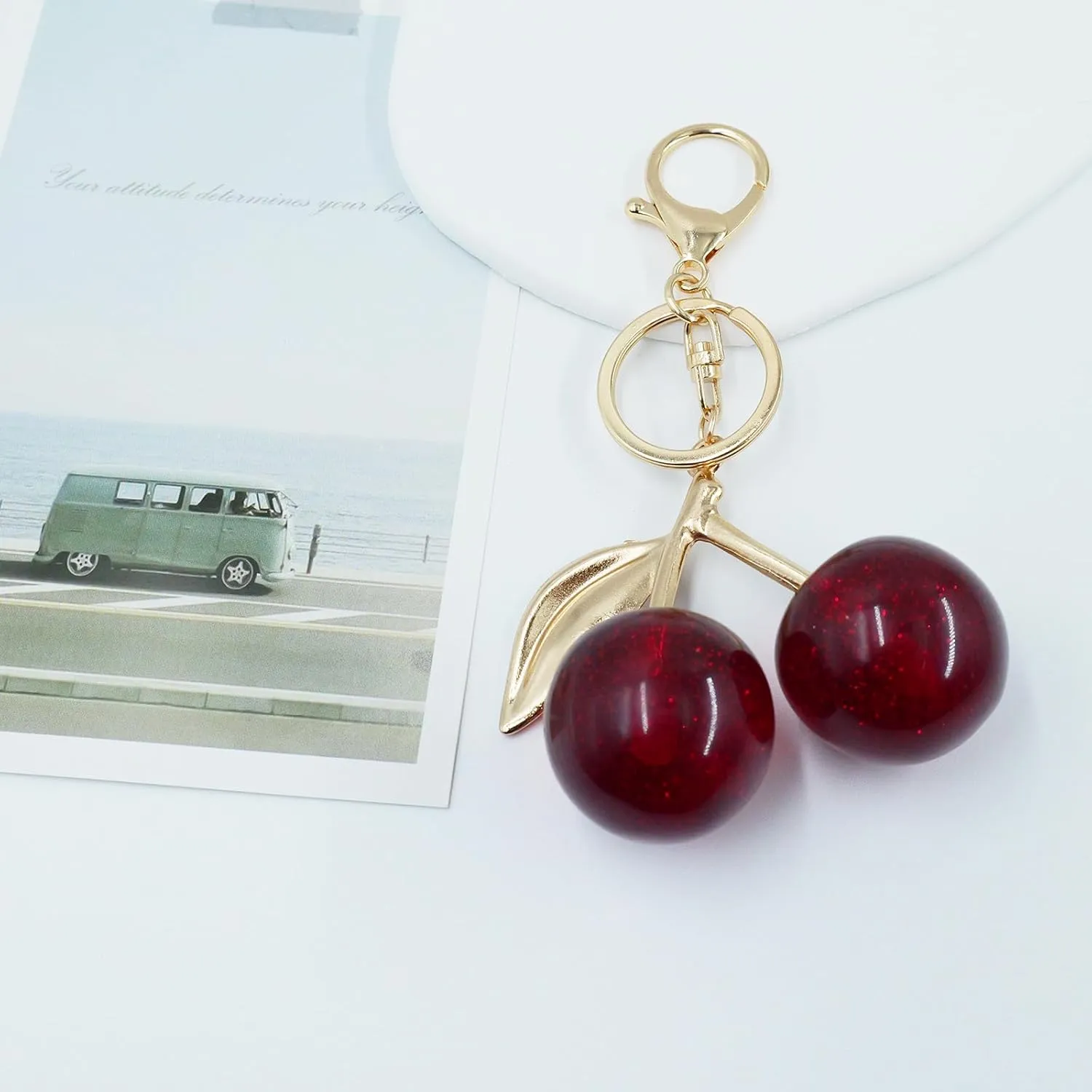 Cherry Keychain Bag Purse Charms Sparkling Crystal Accessories Cute Handbags Pendant for Women Girls Holidays Gift