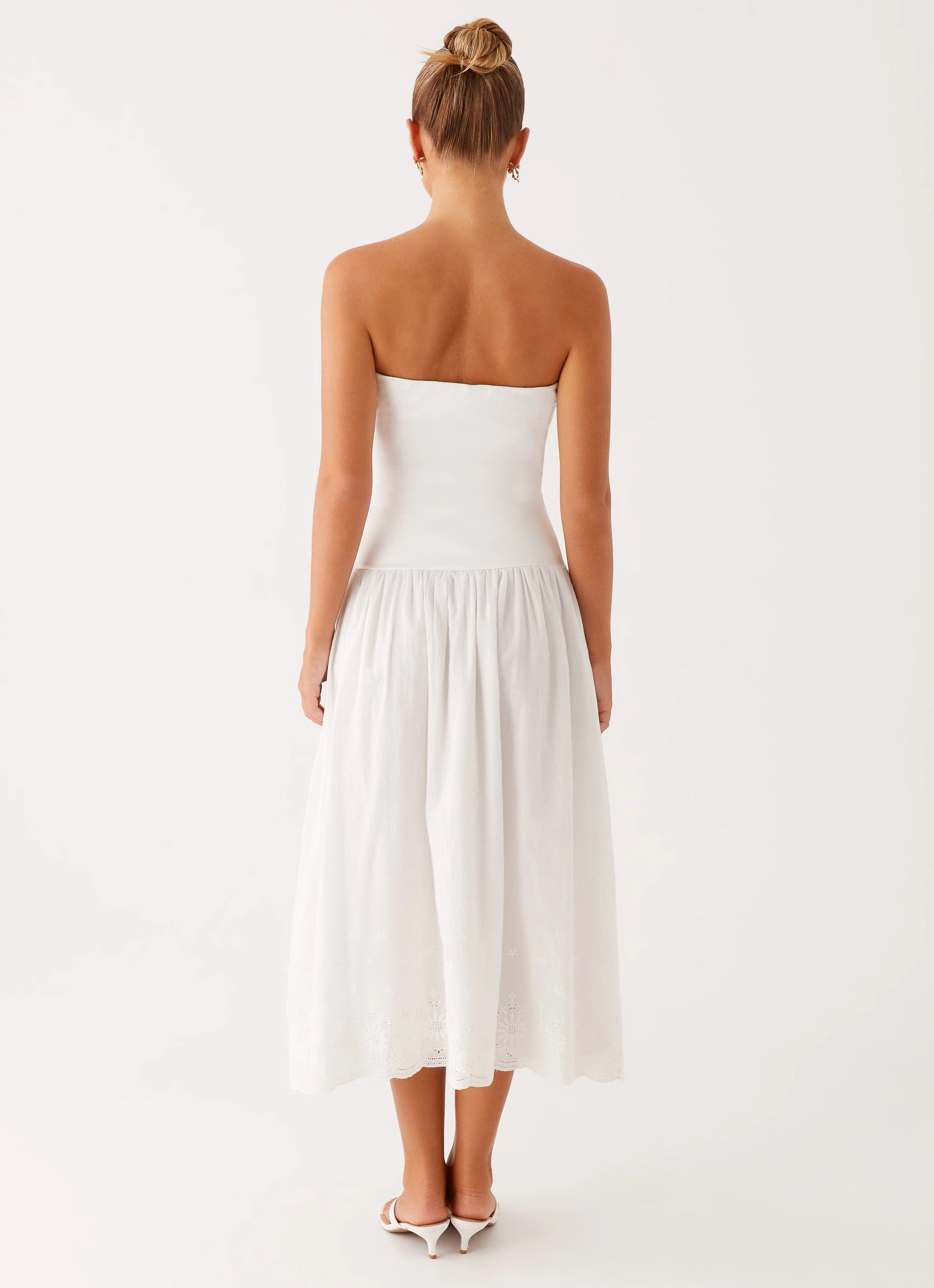 Cherry Skies Midi Dress - White