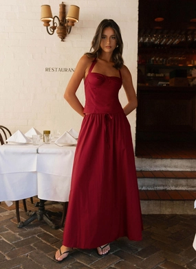 Cheryl Bustier Halter Top - Cherry Red Cheryl Bustier Halter Top - Cherry Red