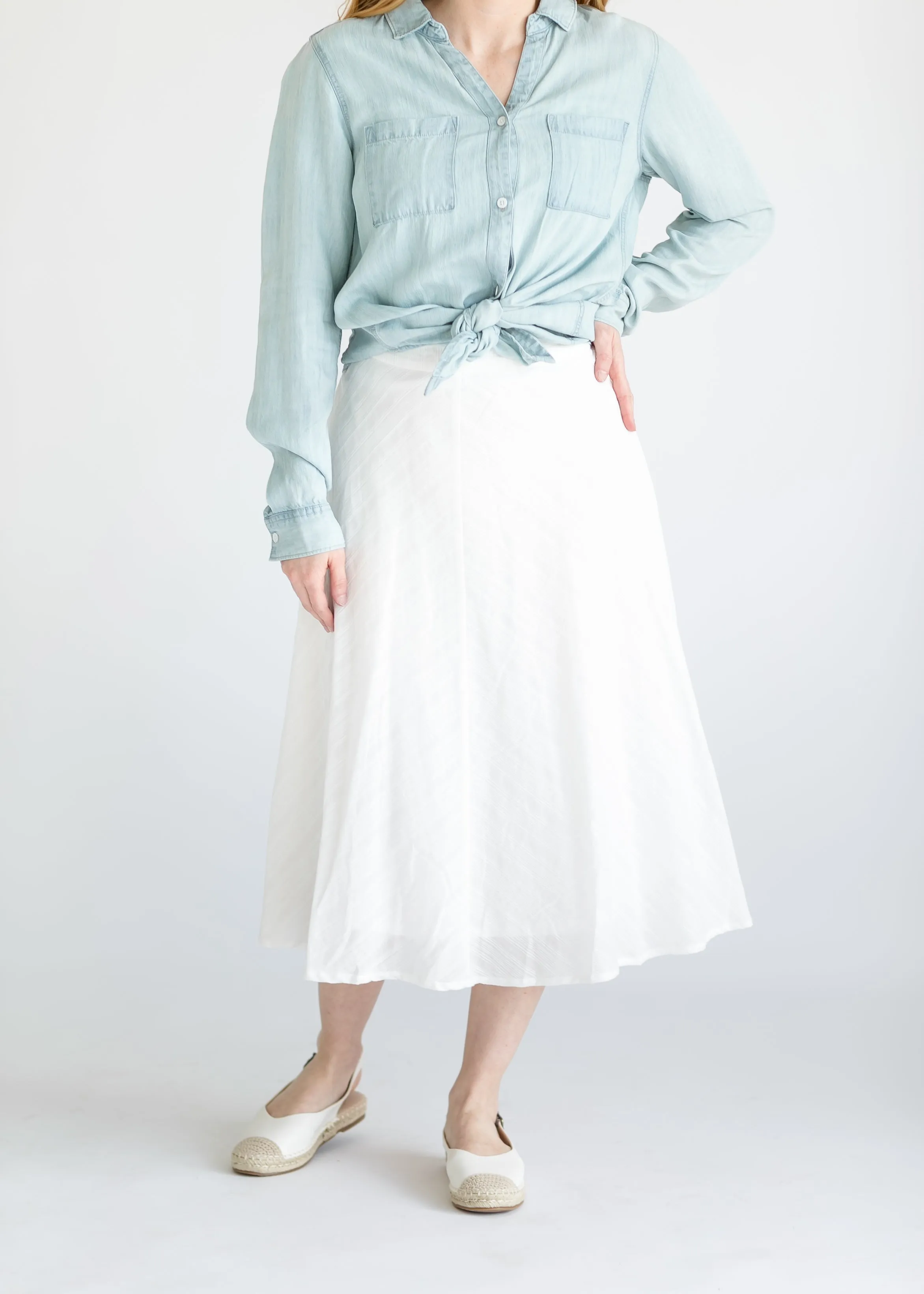 Chevron Lined A-line Midi Skirt - FINAL SALE