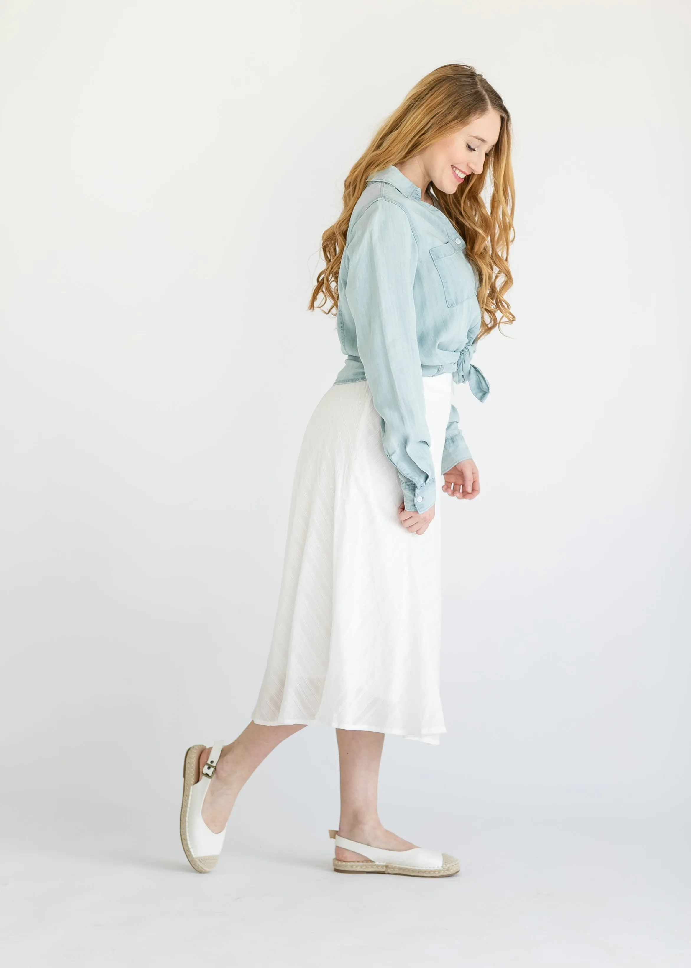 Chevron Lined A-line Midi Skirt - FINAL SALE