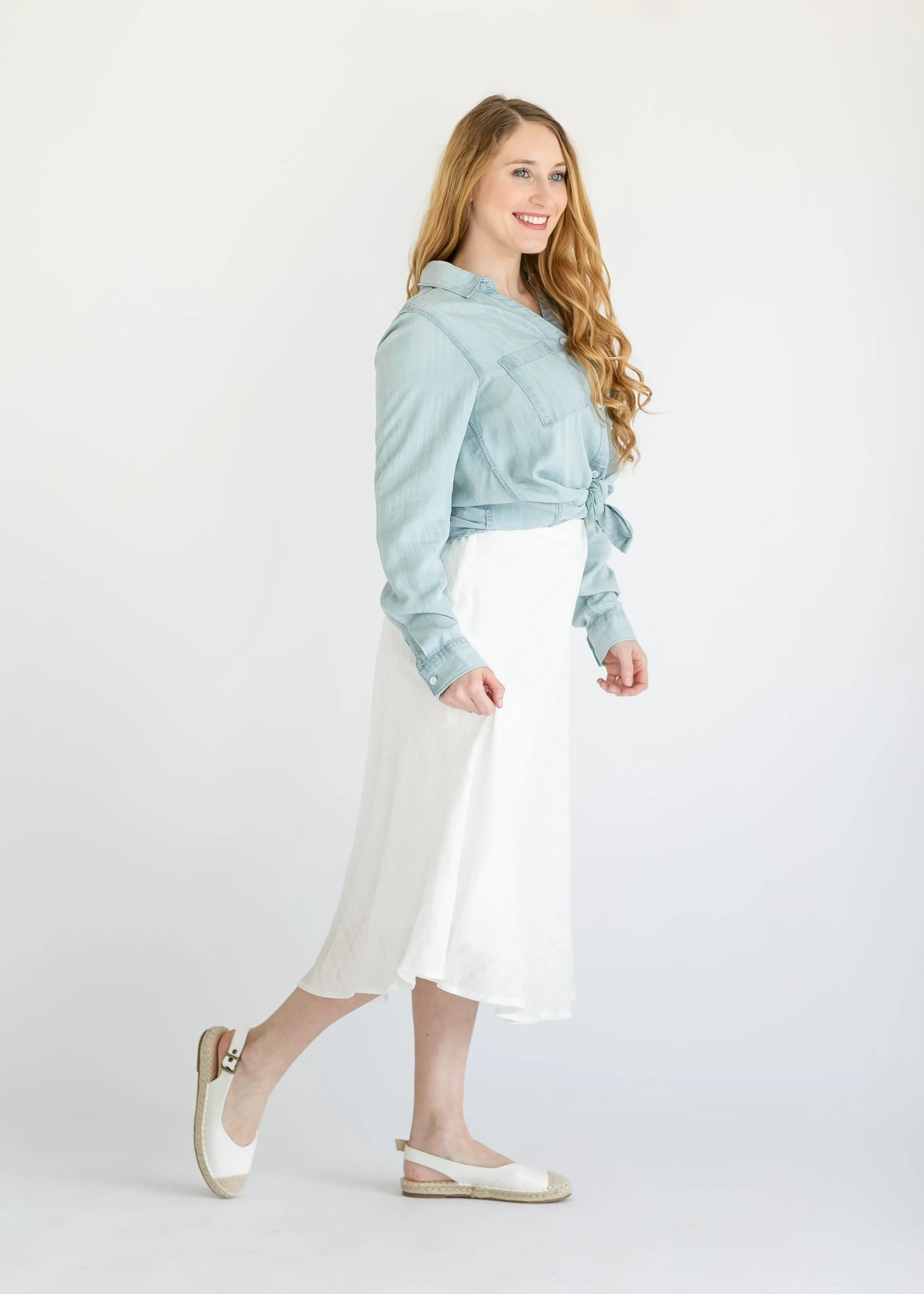 Chevron Lined A-line Midi Skirt - FINAL SALE