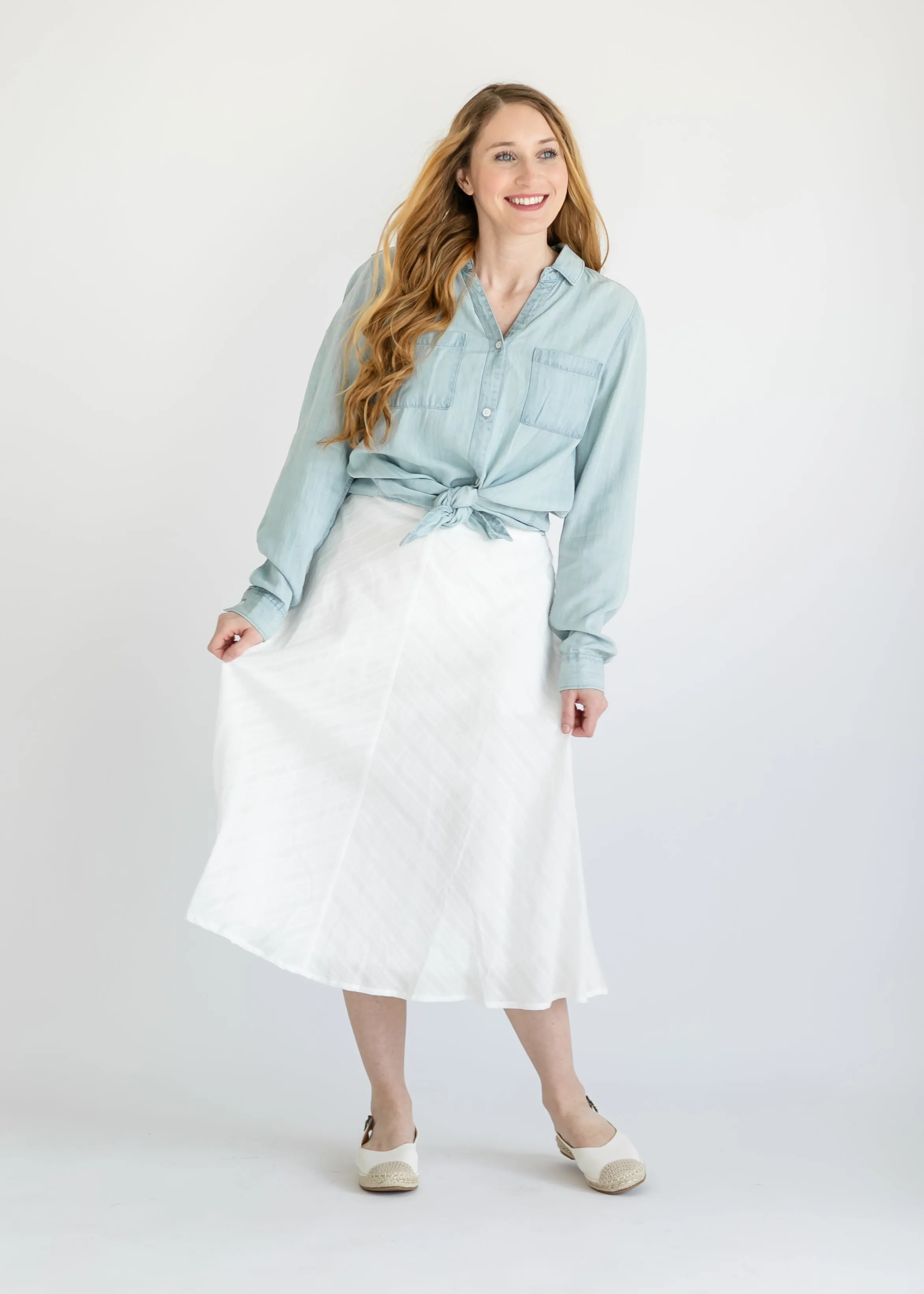 Chevron Lined A-line Midi Skirt - FINAL SALE