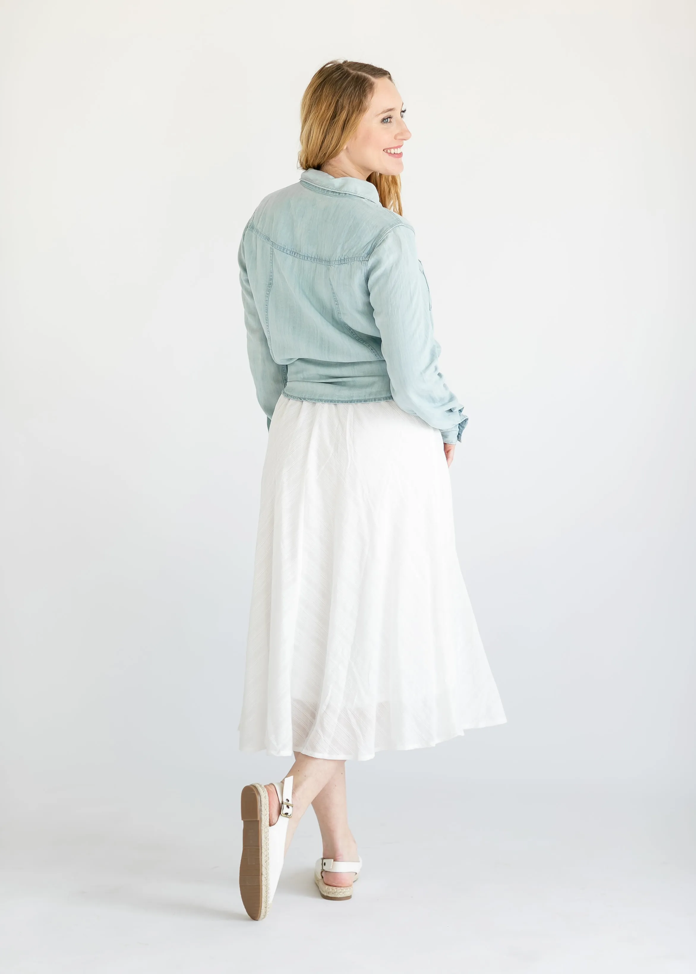 Chevron Lined A-line Midi Skirt - FINAL SALE