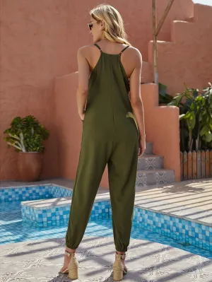 CHICMY- Solid Color Pocket Cami Jumpsuit