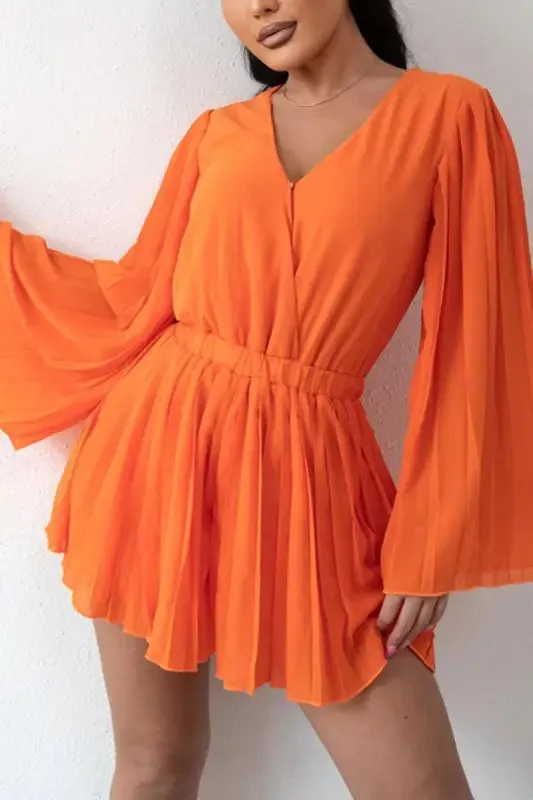Chiffon V-Neck Romper Skirt