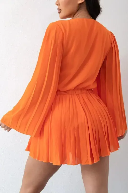 Chiffon V-Neck Romper Skirt