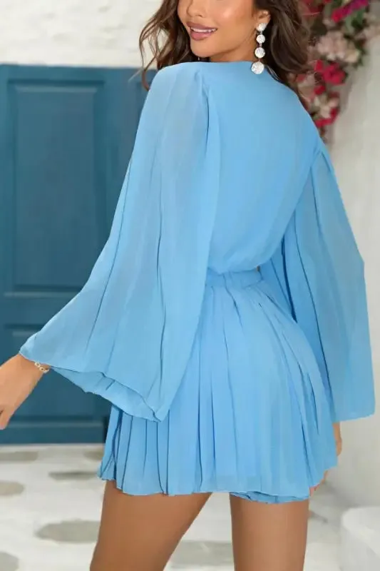 Chiffon V-Neck Romper Skirt