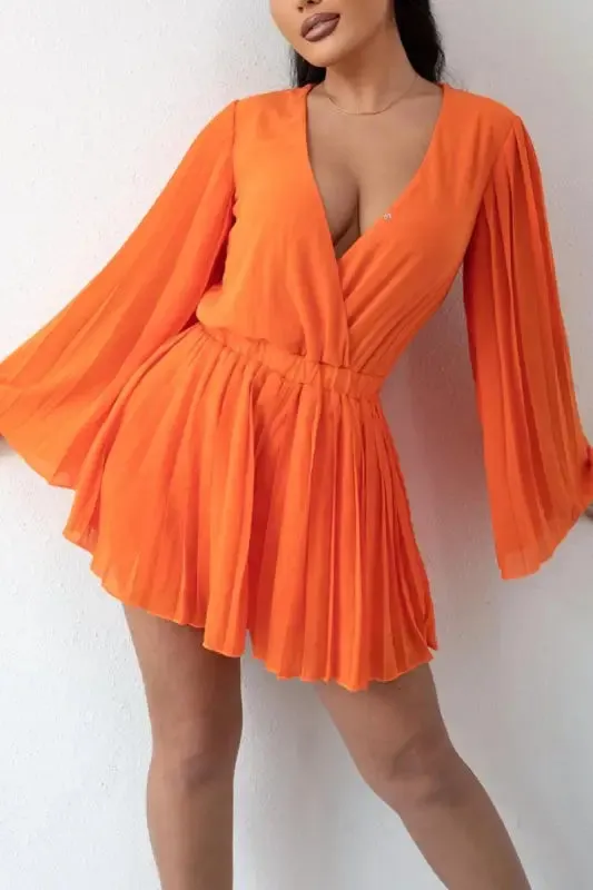 Chiffon V-Neck Romper Skirt