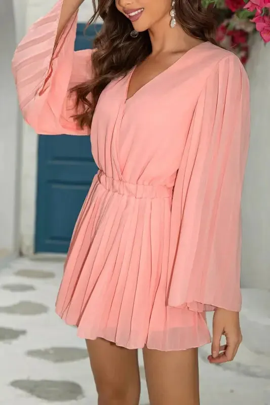 Chiffon V-Neck Romper Skirt