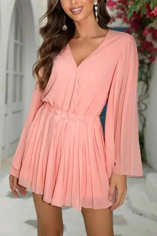 Chiffon V-Neck Romper Skirt