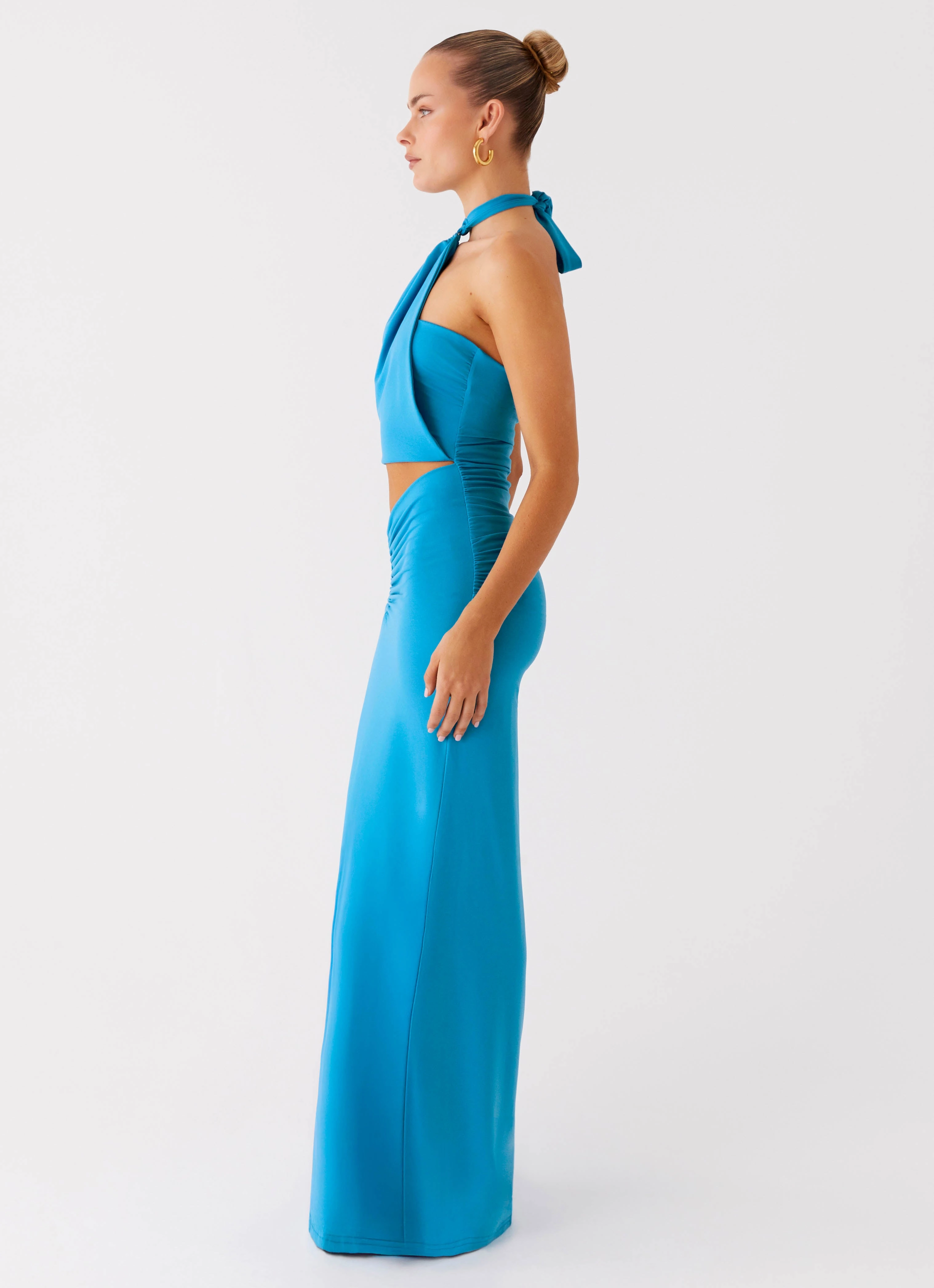 Chiquita Halter Maxi Dress - Turquoise Blue