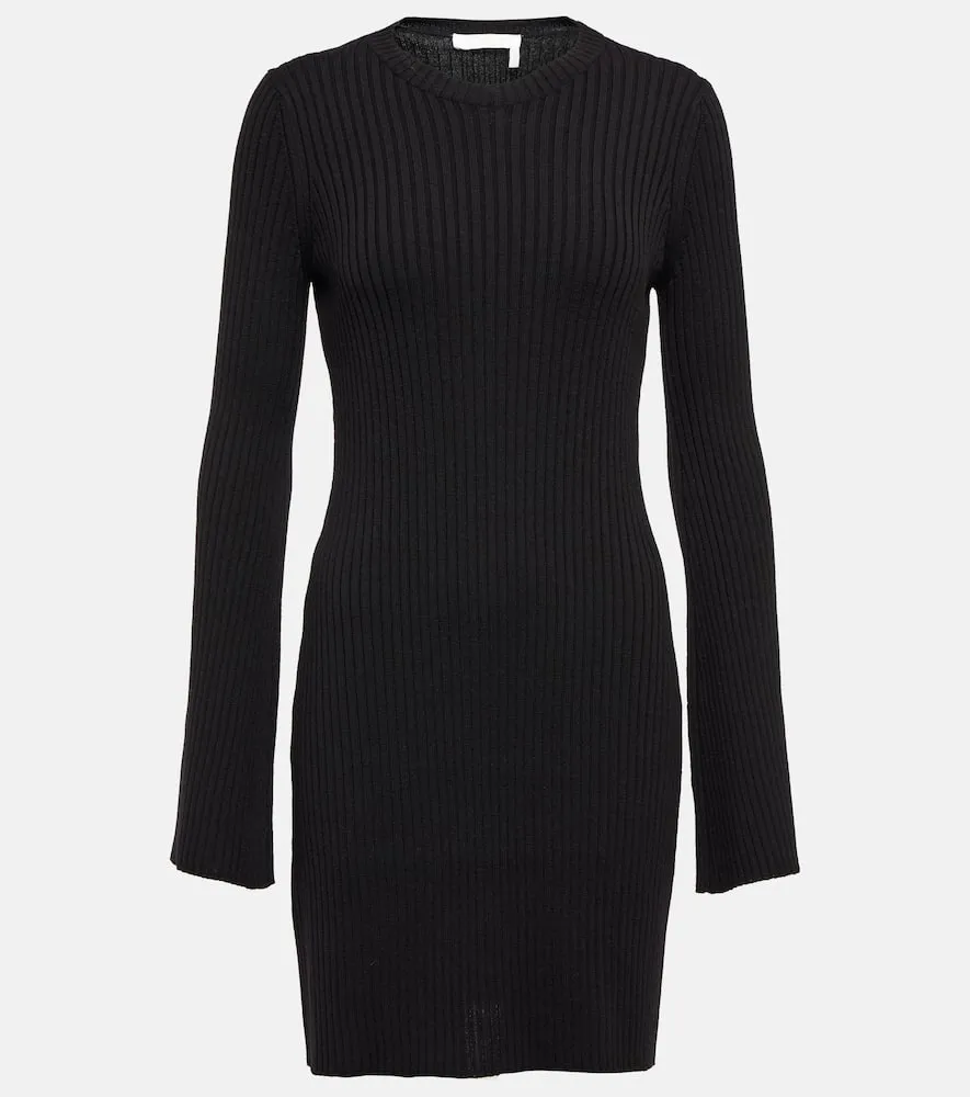 Chloe Ribbed-knit wool and cashmere dress