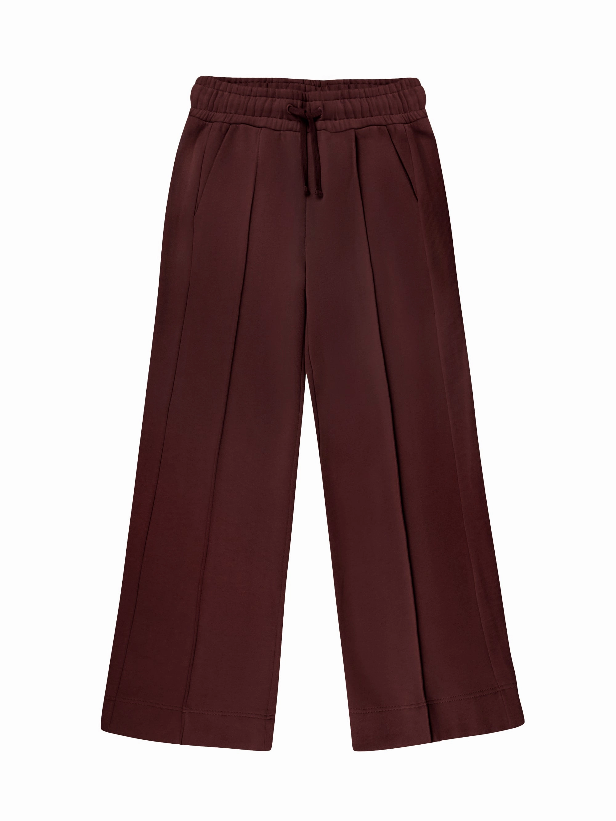 Chocolate-Brown Wide-Leg Sweatpants