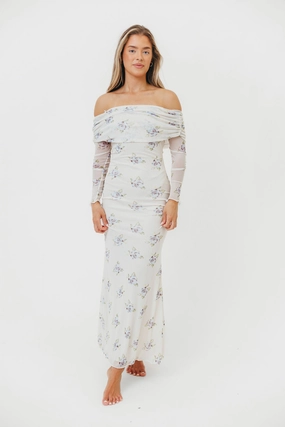 Chrishell Off Shoulder Maxi Dress in Cream Chrishell Off Shoulder Maxi Dress in Cream