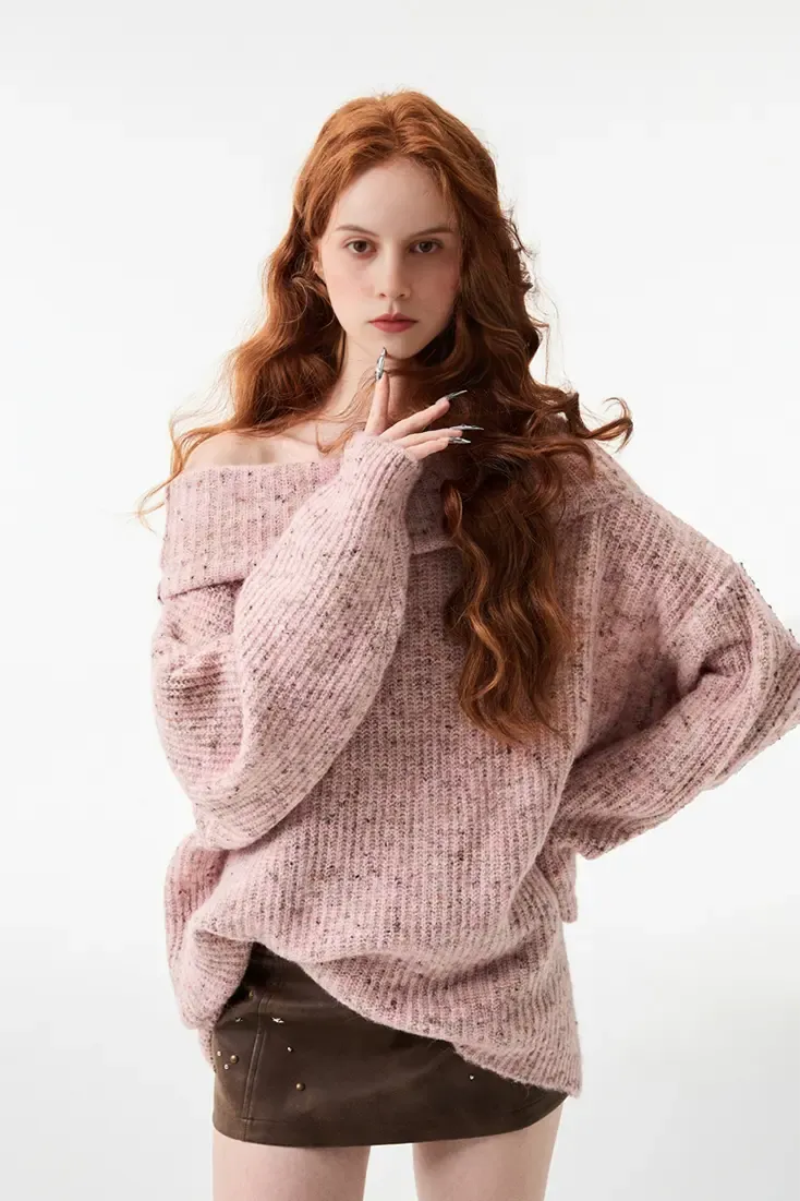 Chunky Knitted Off The Shoulder Sweater
