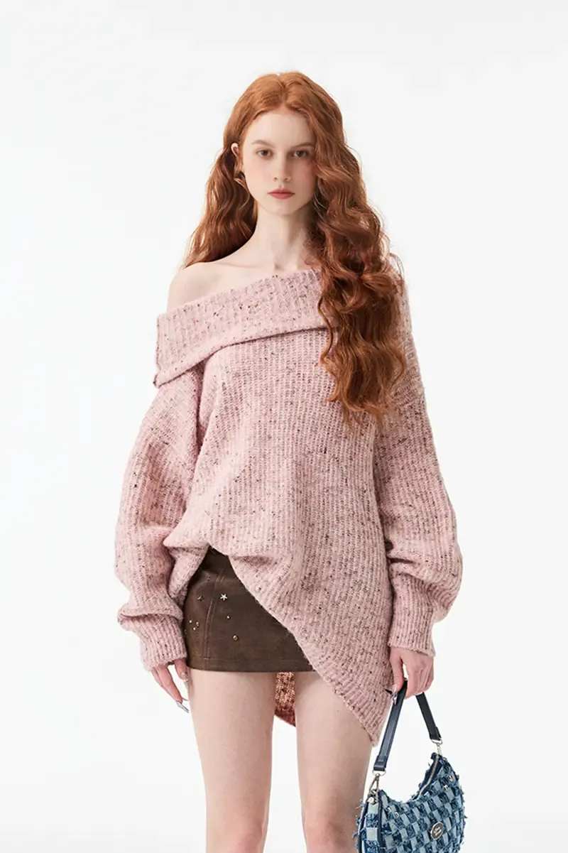 Chunky Knitted Off The Shoulder Sweater