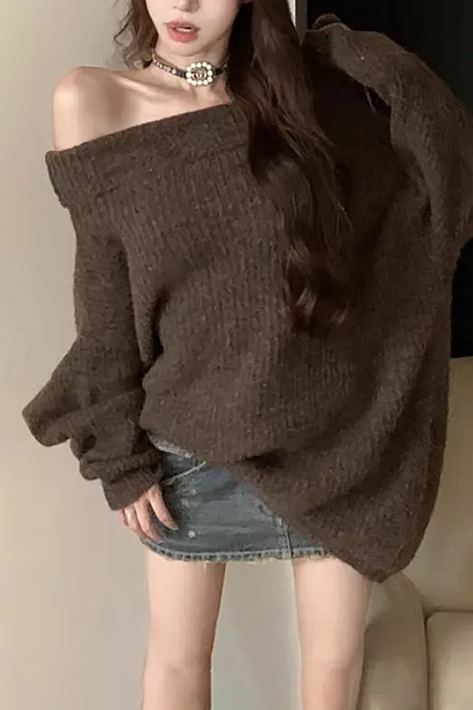 Chunky Knitted Off The Shoulder Sweater