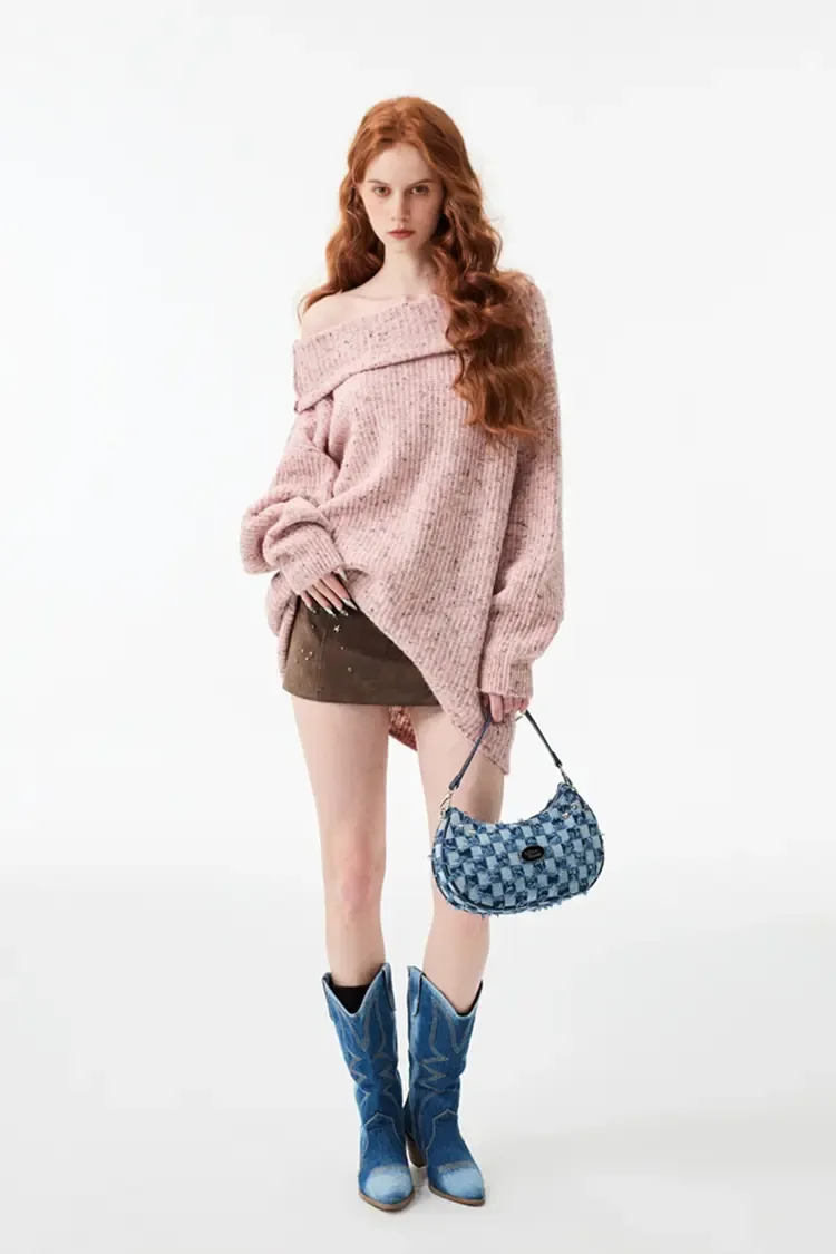 Chunky Knitted Off The Shoulder Sweater