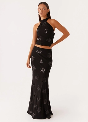 Cillian Sequin Halter Top - Black Cillian Sequin Halter Top - Black