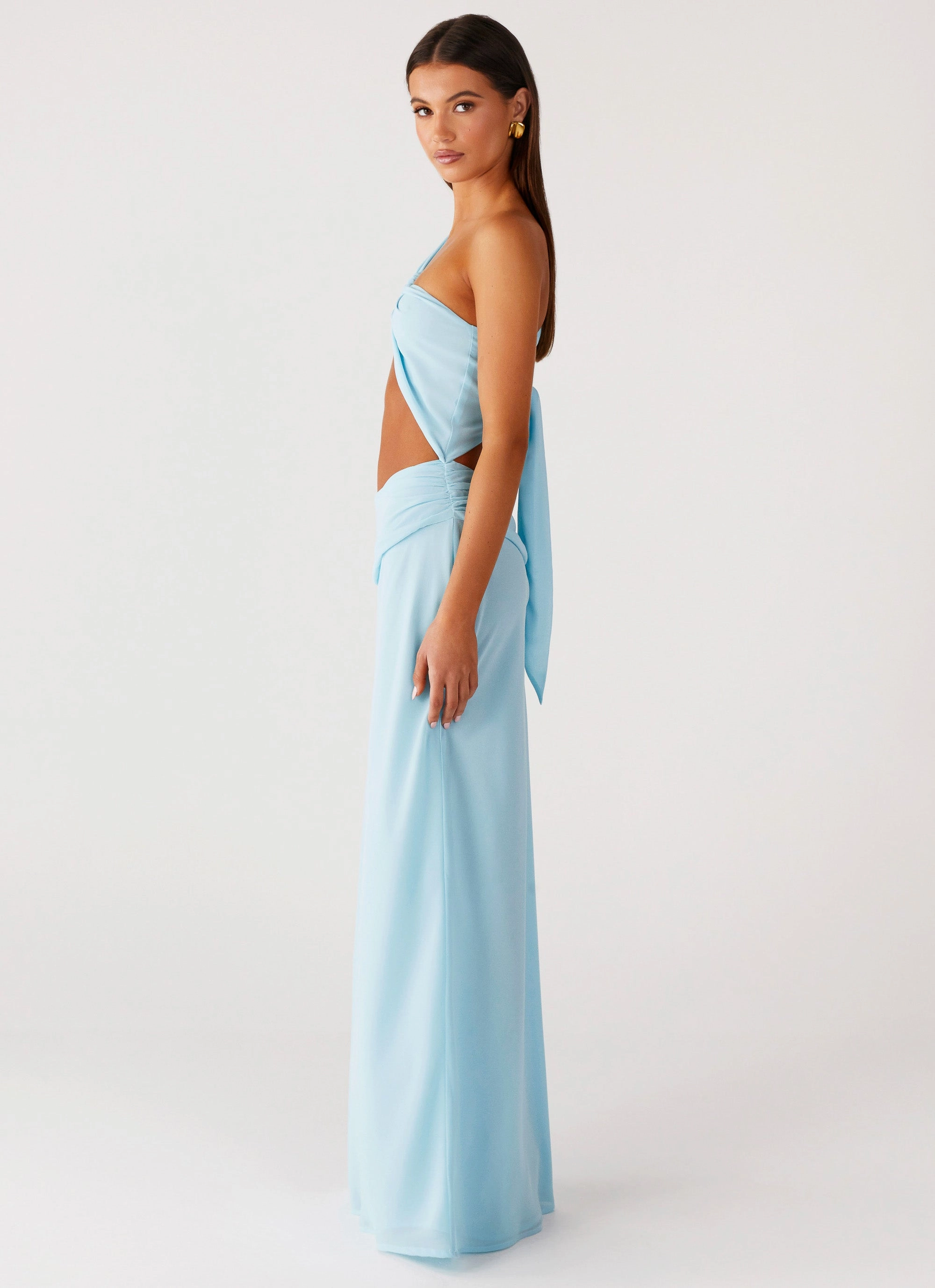 Cindelle One Shoulder Maxi Dress - Turquoise
