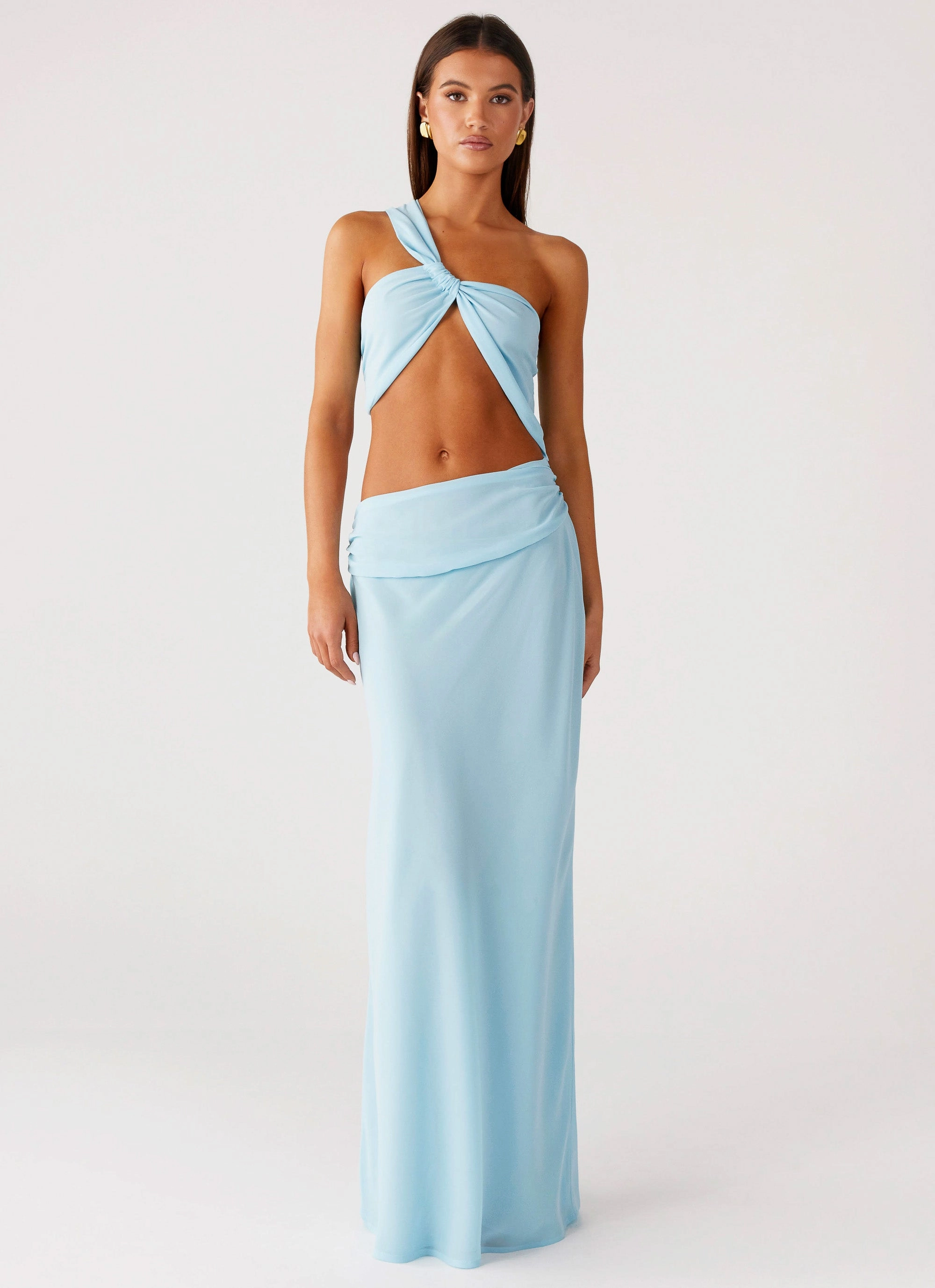 Cindelle One Shoulder Maxi Dress - Turquoise