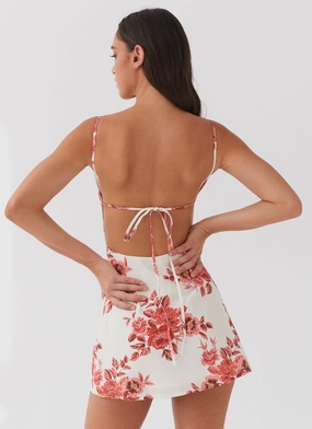 Cindi Linen Mini Dress - Rosa Floria Cindi Linen Mini Dress - Rosa Floria