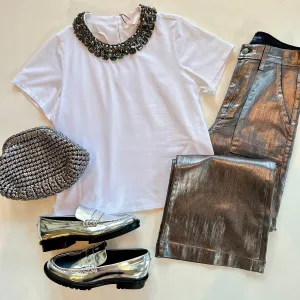 Cizt2280 White Chunky Necklace Tee