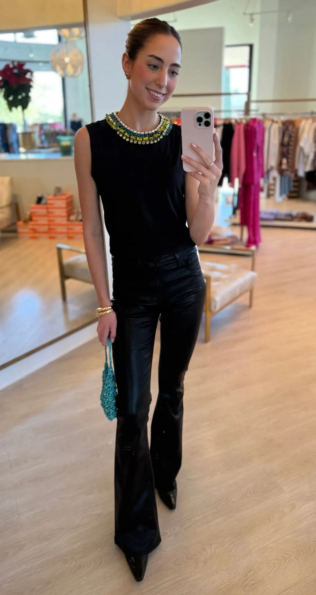 Cizt982 Black Twist Necklace Jeweled Tee