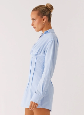 Clancy Mini Shirt Dress - Blue Clancy Mini Shirt Dress - Blue