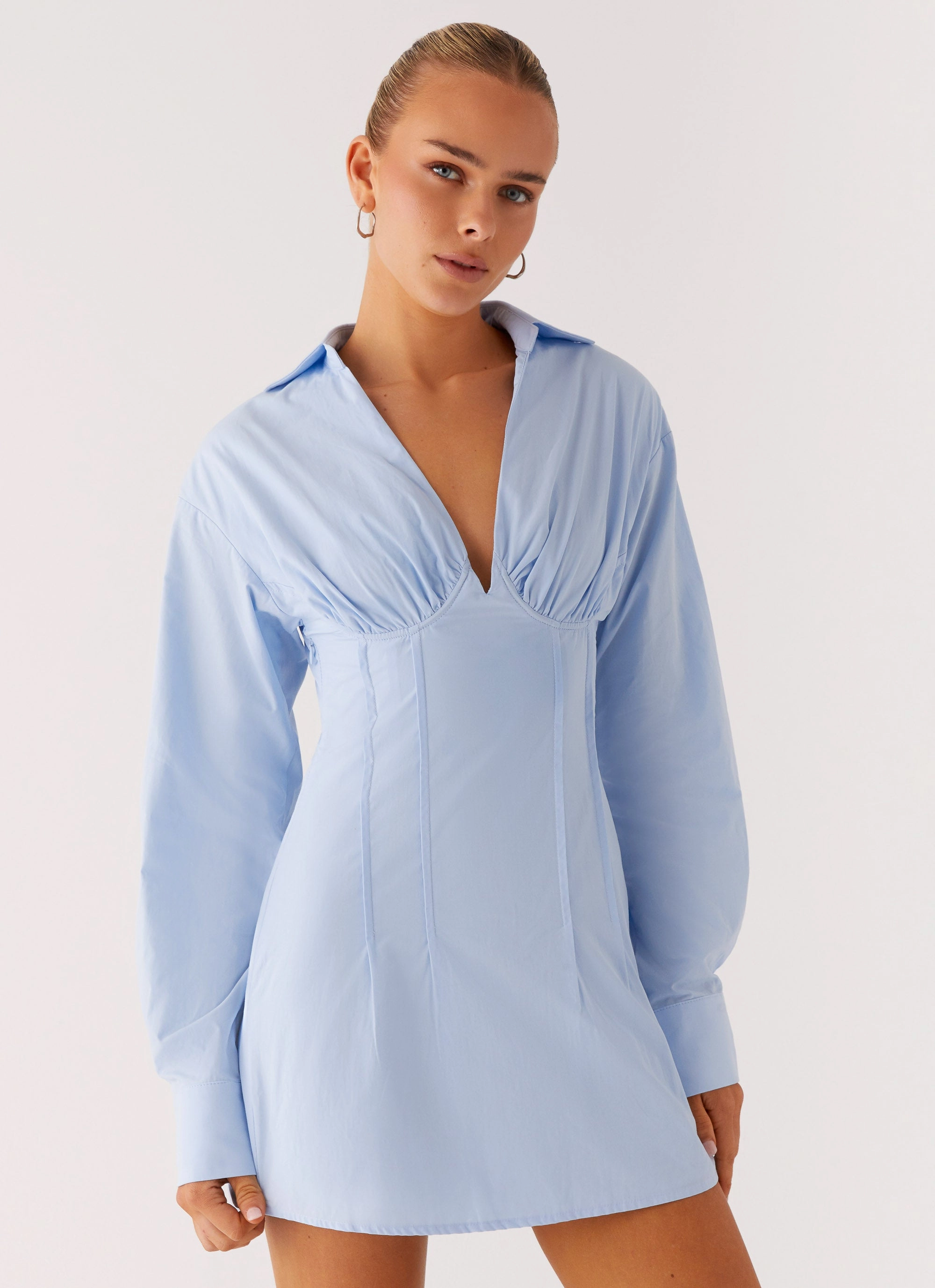 Clancy Mini Shirt Dress - Blue