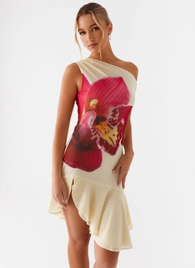 Clementina One Shoulder Mini Dress - Yellow Clementina One Shoulder Mini Dress - Yellow