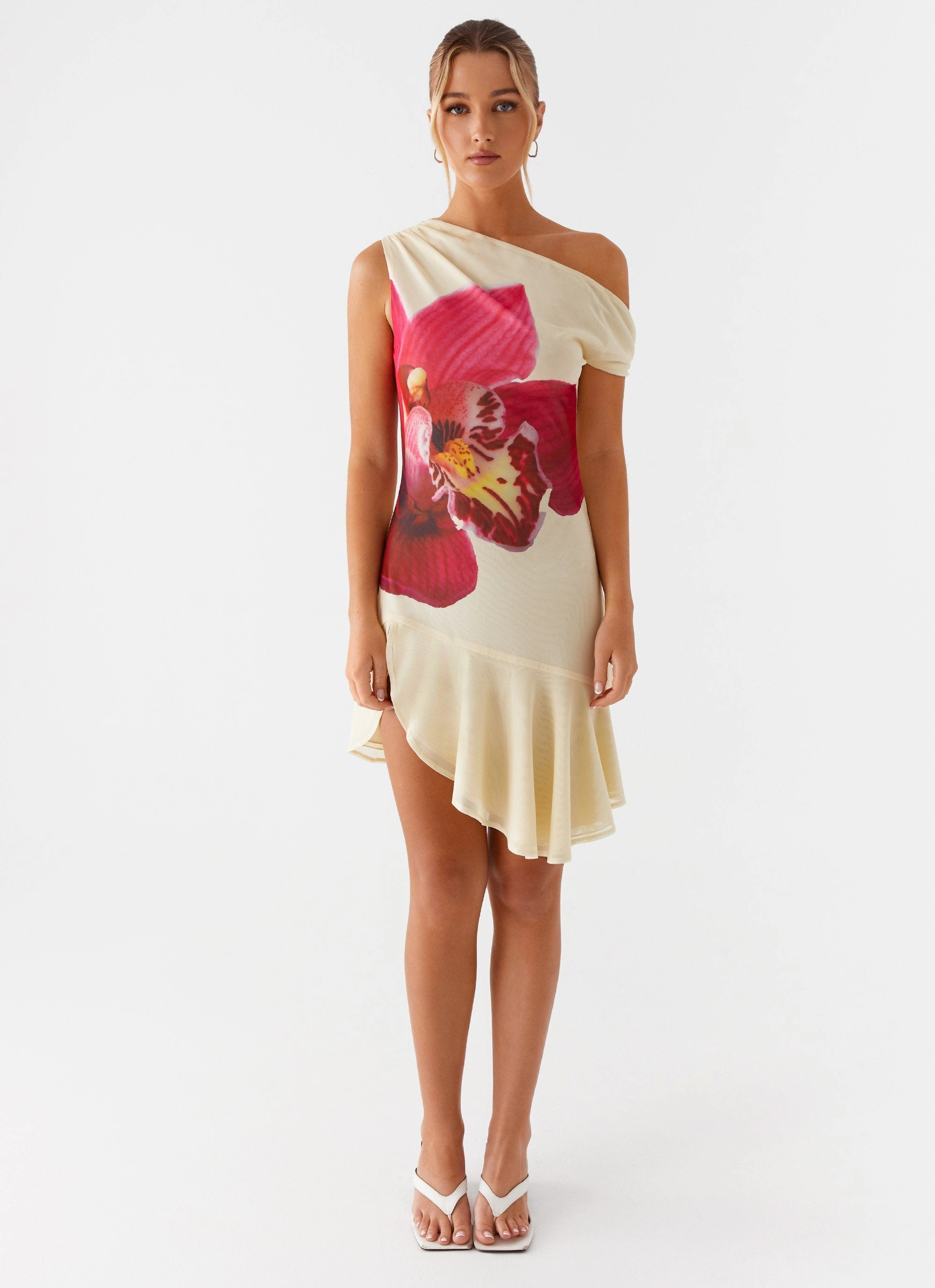 Clementina One Shoulder Mini Dress - Yellow