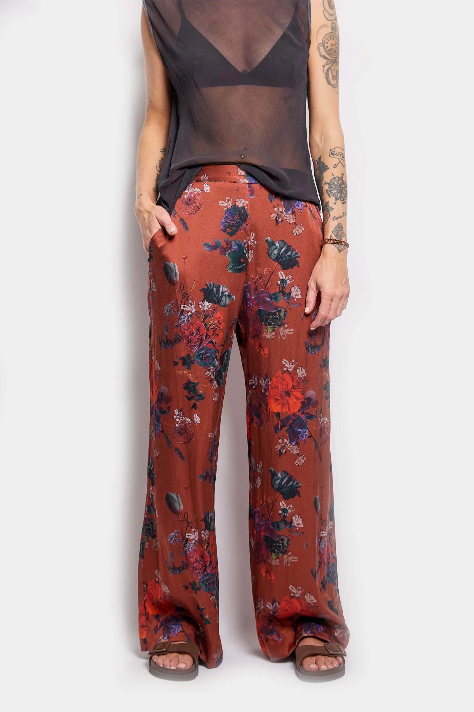 cleo floral satin pants