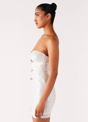 Clyra Sequin Mini Dress - Ivory Clyra Sequin Mini Dress - Ivory