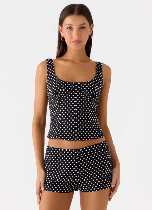 Coastline Mini Shorts - Black Polkadot Coastline Mini Shorts - Black Polkadot