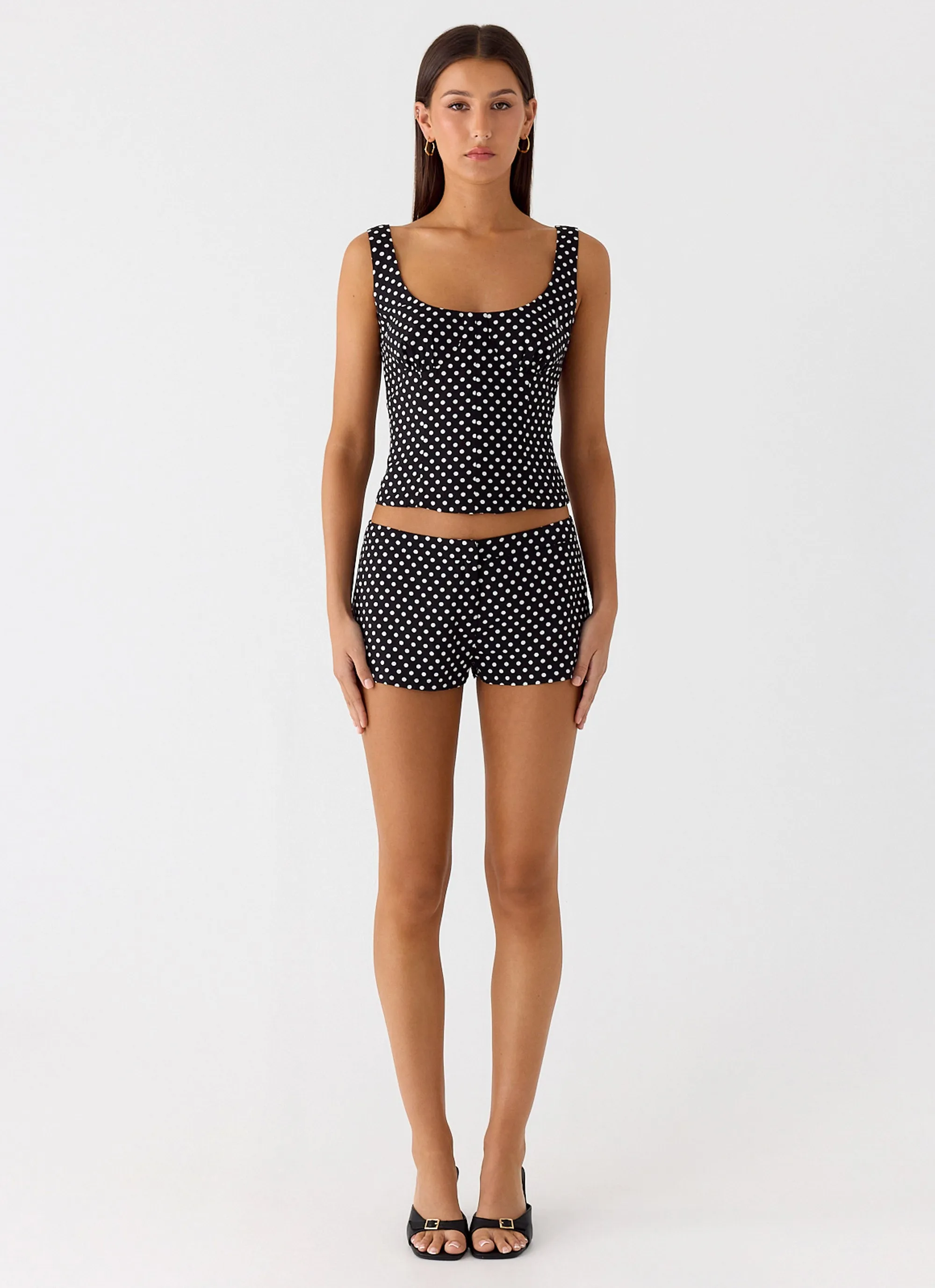 Coastline Mini Shorts - Black Polkadot