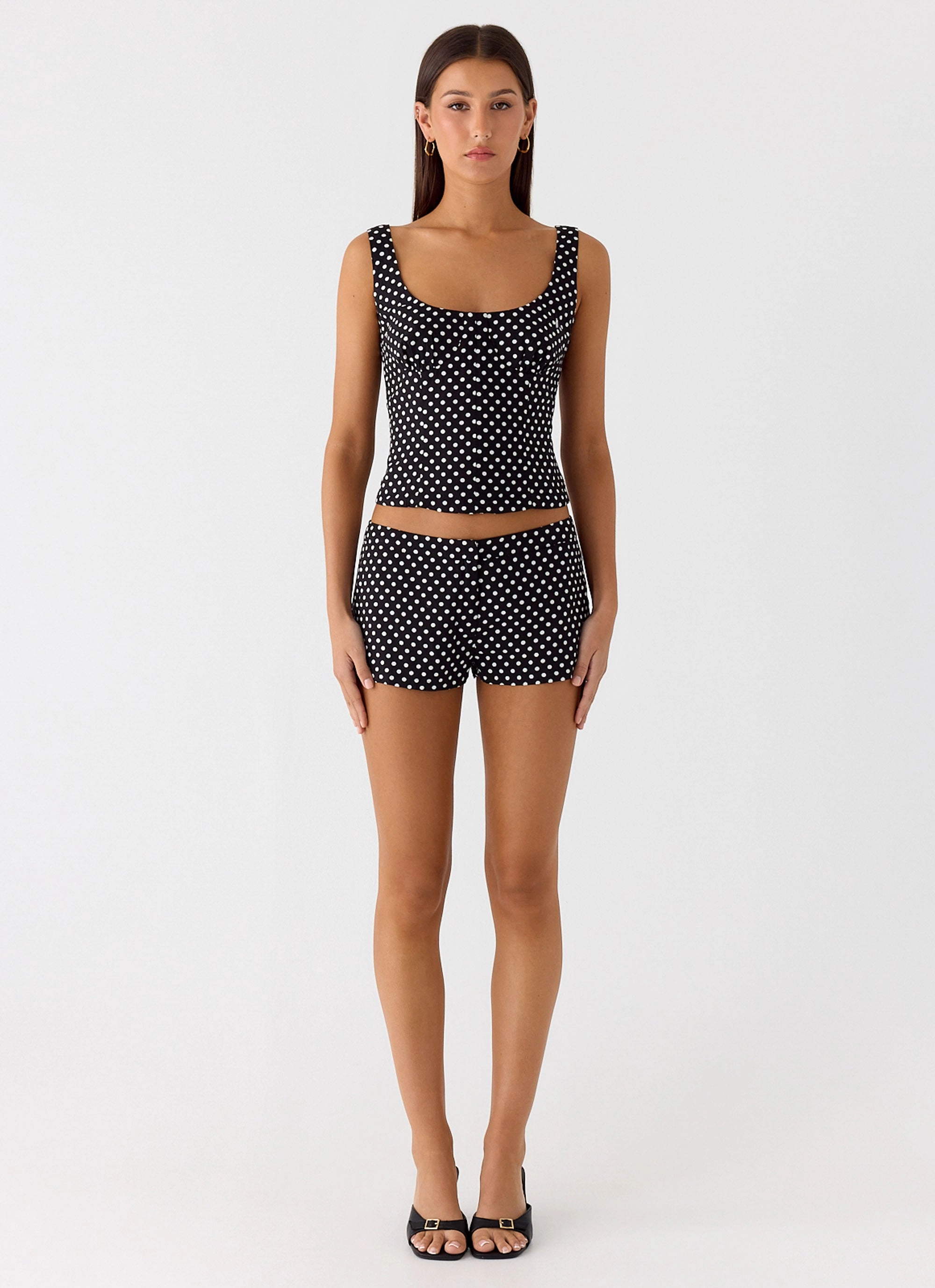 Coastline Bustier Top - Black Polkadot